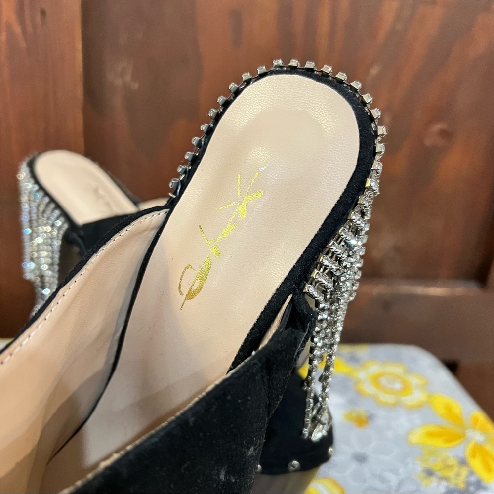 Clarks Black Clogs with Rhinestone Fringe - Picture 4 of 4